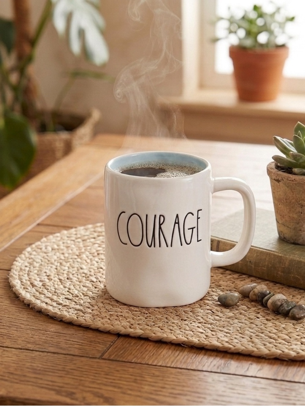 Rae Dunn White Artisan Collection Mug “COURAGE”